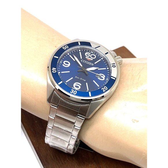 Citizen Men's Watch AW1711-52L Eco Drive Blue Dial Silver Stainless Steel 44mm - Picture 6 of 15